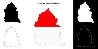 Parepare blank outline map set vector