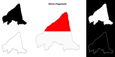 Sleman blank outline map set vector