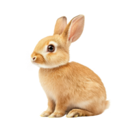 A cute brown rabbit sitting peacefully, showcasing its soft fur and adorable features. png