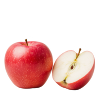 A fresh red apple and a sliced piece showcasing its juicy interior and seed. png