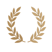 A detailed flat design of a golden laurel wreath symbolizing victory and achievement. png