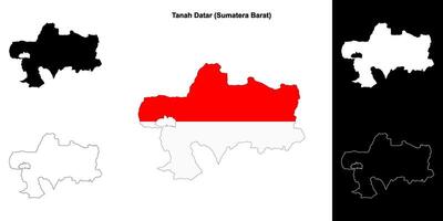 Tanah Datar blank outline map set vector