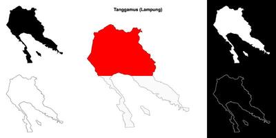 Tanggamus blank outline map set vector
