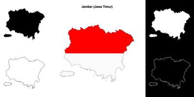 Jember blank outline map set vector