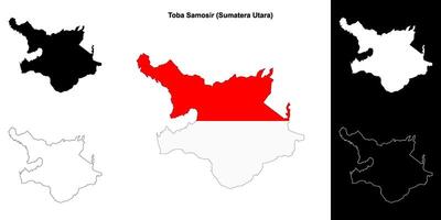 Toba Samosir blank outline map set vector