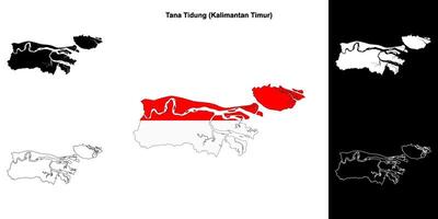 Tana Tidung blank outline map set vector