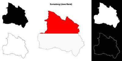 Sumedang blank outline map set vector