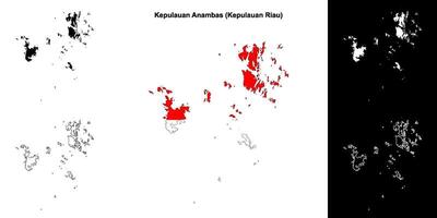 Kepulauan Anambas blank outline map set vector