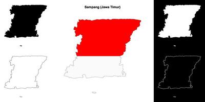 Sampang blank outline map set vector