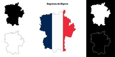 Bagneres-de-Bigorre arrondissement outline map set vector