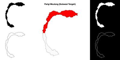 Parigi Moutong blank outline map set vector