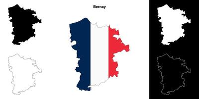 Bernay arrondissement outline map set vector