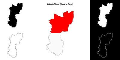 Jakarta Timur blank outline map set vector