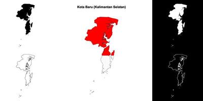 Kota Baru blank outline map set vector