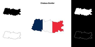 Chateau-Gontier arrondissement outline map set vector