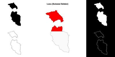 Luwu blank outline map set vector