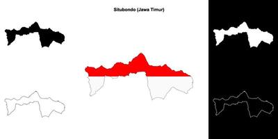 Situbondo blank outline map set vector