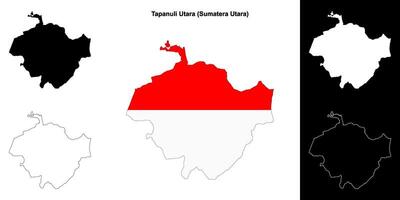 Tapanuli Utara blank outline map set vector