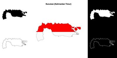 Nunukan blank outline map set vector