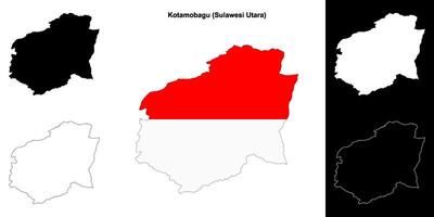 Kotamobagu blank outline map set vector