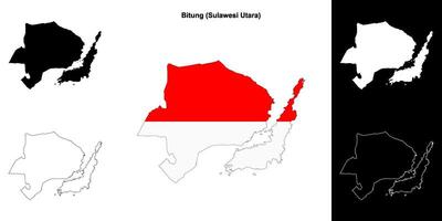 Bitung blank outline map set vector
