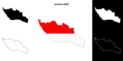Jembrana blank outline map set vector
