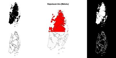 Kepulauan Aru blank outline map set vector