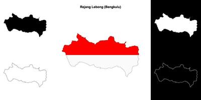 Rejang Lebong blank outline map set vector