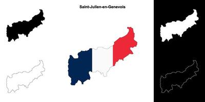 Saint-Julien-en-Genevois arrondissement outline map set vector