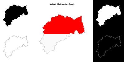 Melawi blank outline map set vector