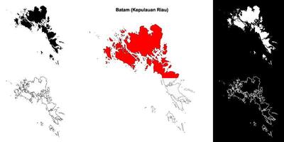 Batam blank outline map set vector