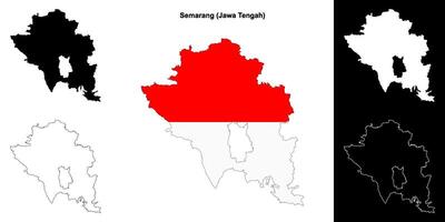 Semarang blank outline map set vector
