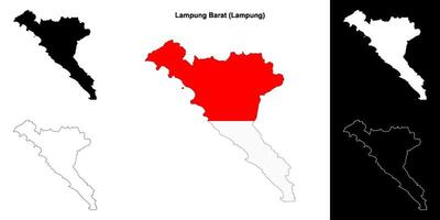 Lampung Barat blank outline map set vector