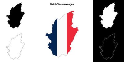 Saint-Die-des-Vosges arrondissement outline map set vector
