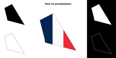 Paris 11e arrondissement arrondissement outline map set vector