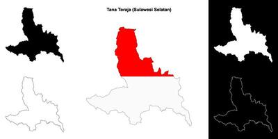 Tana Toraja blank outline map set vector