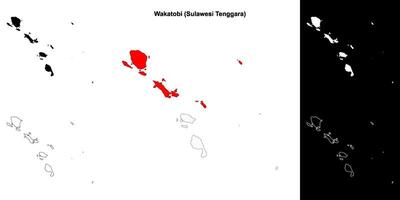 Wakatobi blank outline map set vector