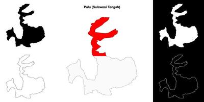 Palu blank outline map set vector
