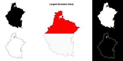 Langkat blank outline map set vector