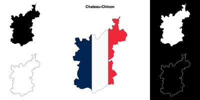 Chateau-Chinon arrondissement outline map set vector