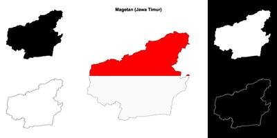 Magetan blank outline map set vector