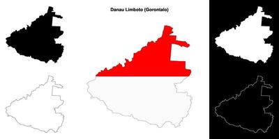 Danau Limboto blank outline map set vector
