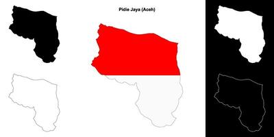 Pidie Jaya blank outline map set vector