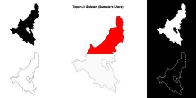 Tapanuli Selatan blank outline map set vector