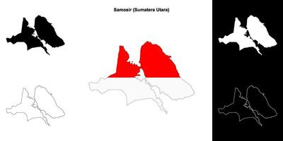 Samosir blank outline map set vector