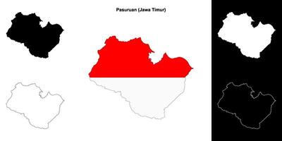 Pasuruan blank outline map set vector