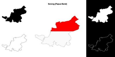 Sorong blank outline map set vector