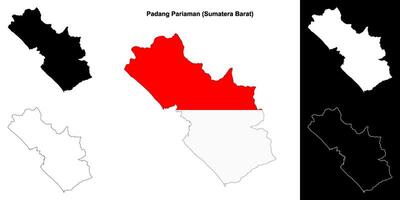 Padang Pariaman blank outline map set vector