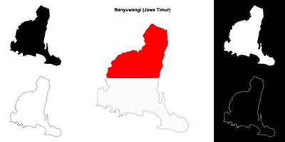 Banyuwangi blank outline map set vector