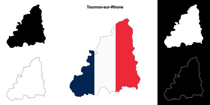 Tournon-sur-Rhone arrondissement outline map set
